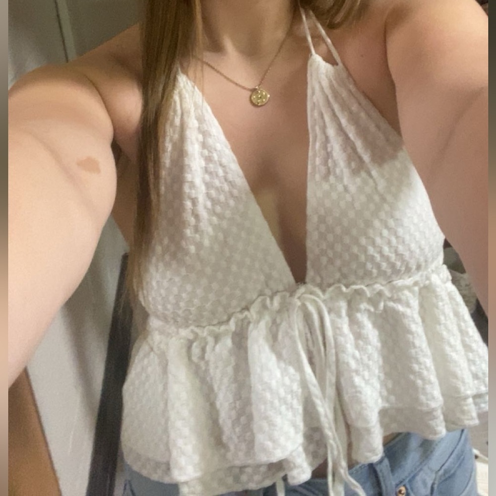 hot white summer low cut party going out top with bow